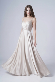 Isla Bridesmaid Dress in Oyster Satin