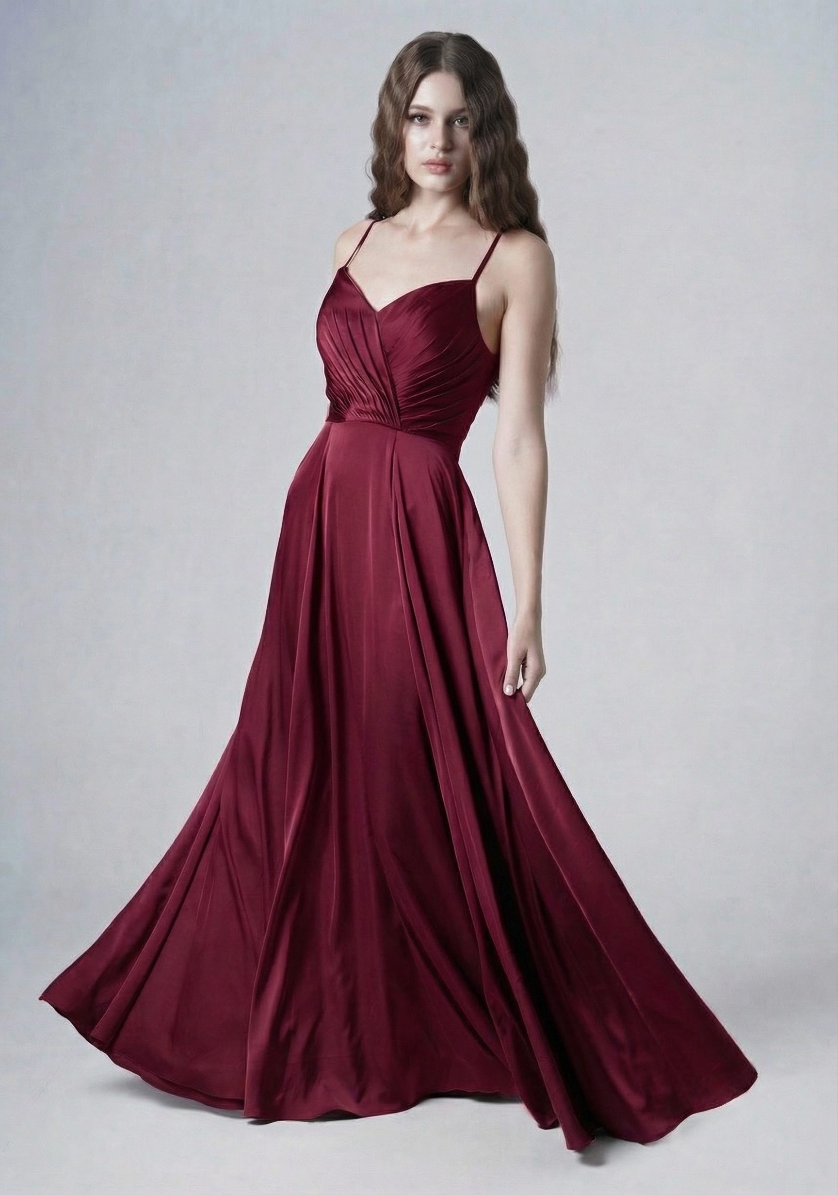 Isla Bridesmaid Dress in Merlot Satin