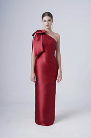 Ritz Bridesmaid Dress in Dark Cherry Satin Twill