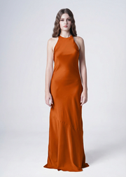 Mira Bridesmaid Dress in Terracotta Satin