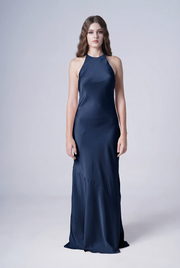 Mira Bridesmaid Dress in Navy Satin