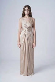 Carmen Bridesmaid Dress in Champagne Sky Satin