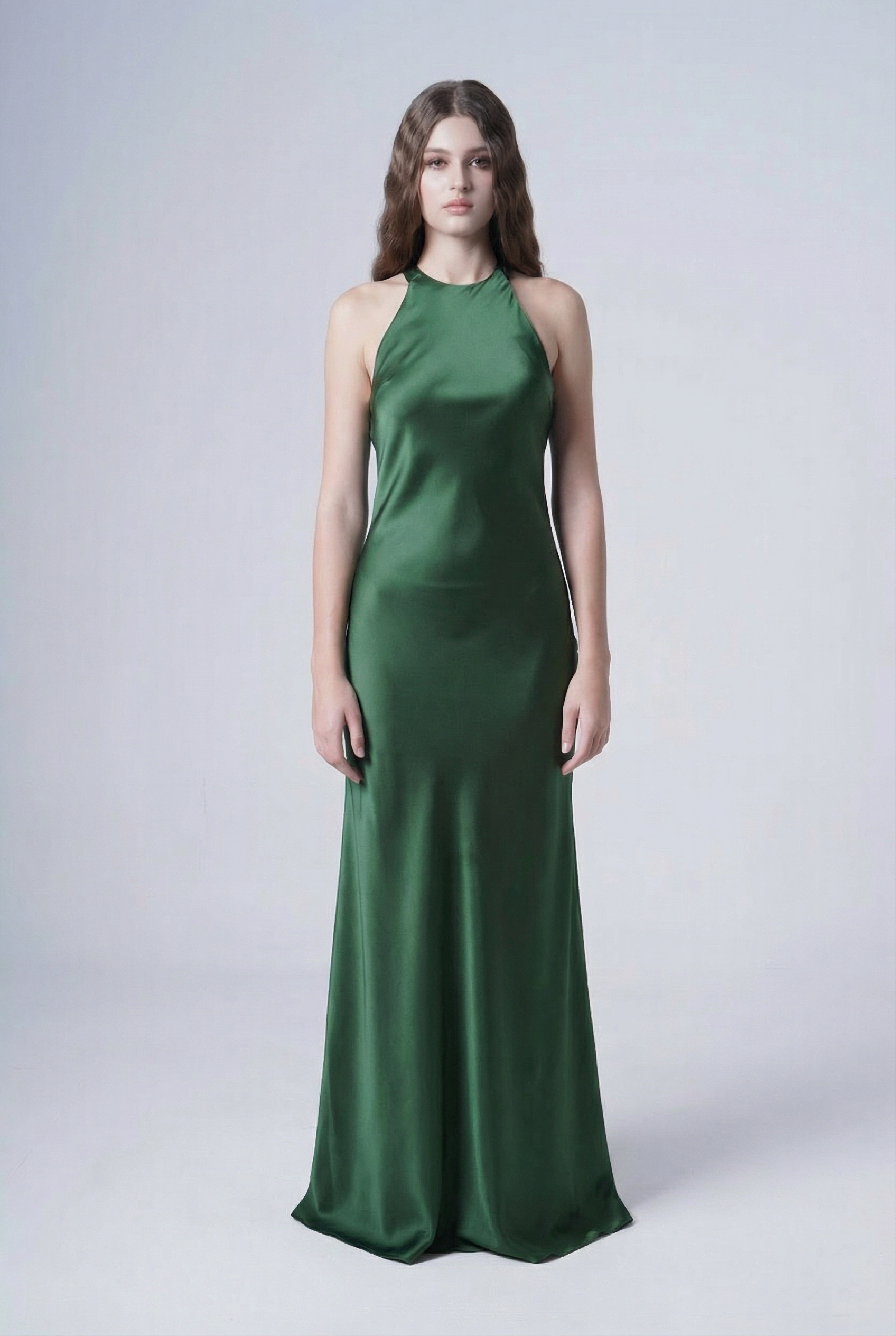 Mira Bridesmaid Dress in Olive Grove Satin