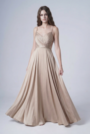 Isla Bridesmaid Dress in Champagne Sky Satin