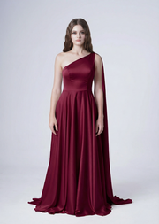 Lyra Bridesmaid Dress in Merlot Satin