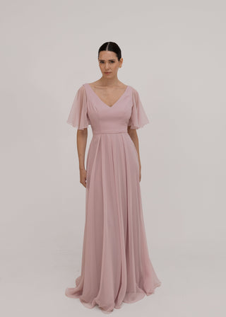 Phoebe Bridesmaid Dress In Smoked Blush Chiffon