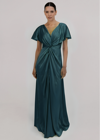Camilla Bridesmaid Dress in Emerald Dawn Satin
