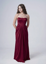 Selena Bridesmaid Dress in Merlot Satin
