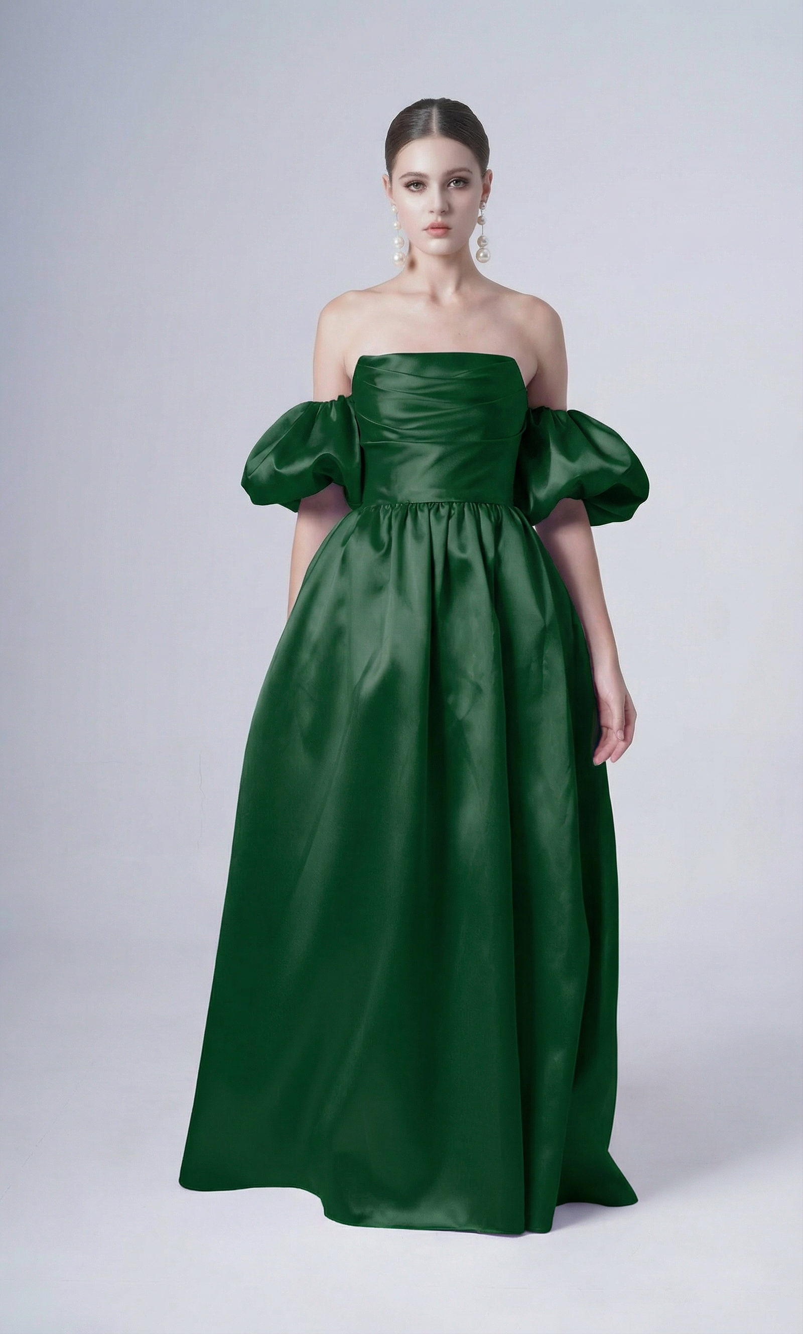 Blair Bridesmaid Dress in Forest Green Satin Twill