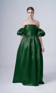 Blair Bridesmaid Dress in Forest Green Satin Twill