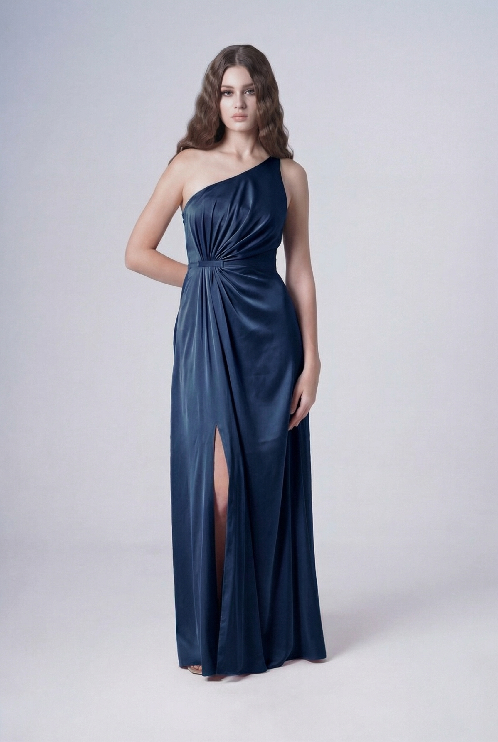 Greta Bridesmaid Dress in Navy Satin