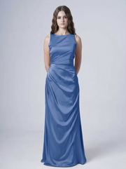 Nala Bridesmaid Dress in French Blue Satin