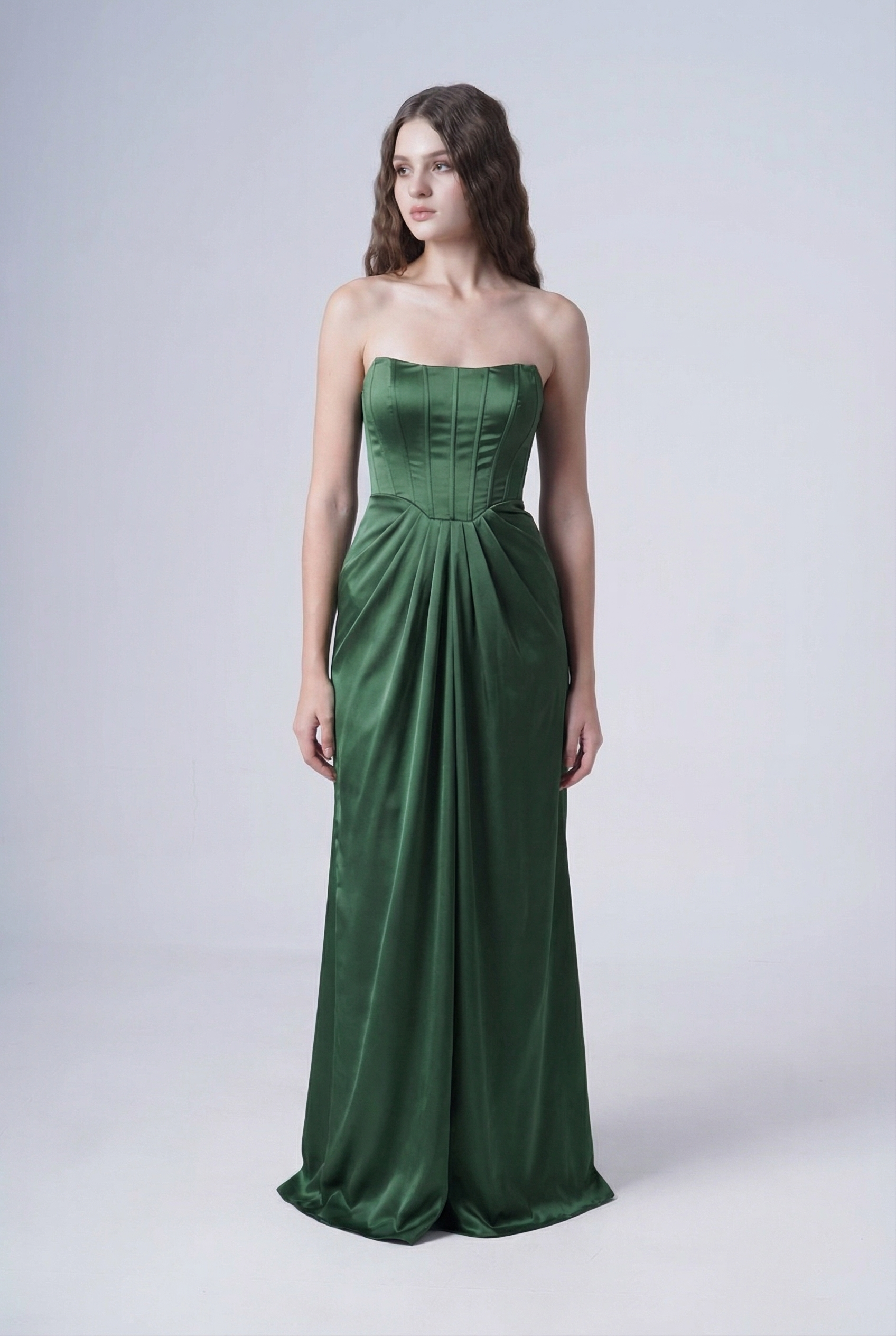 Selena Bridesmaid Dress in Olive Grove Satin