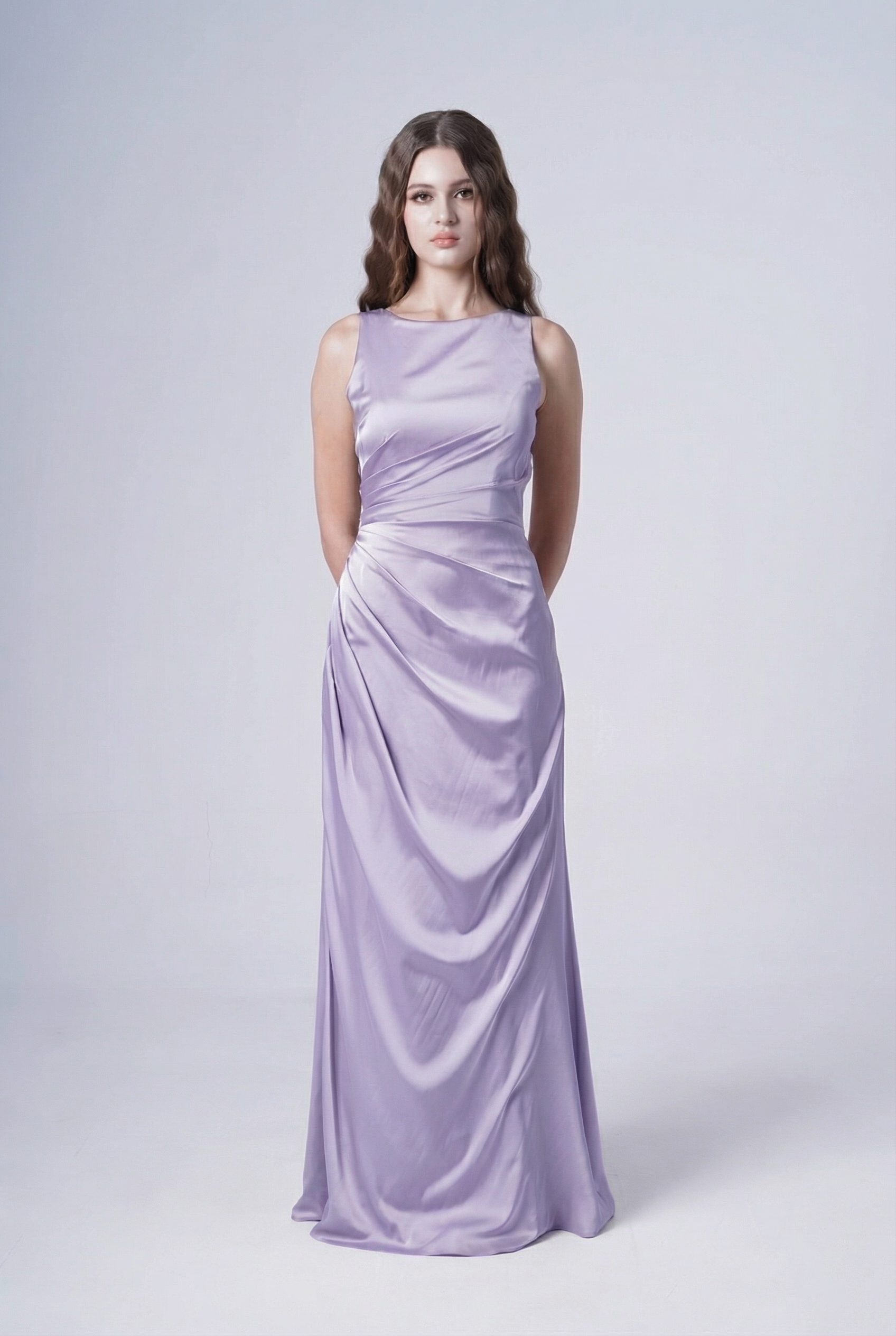 Nala Bridesmaid Dress in Violet Satin