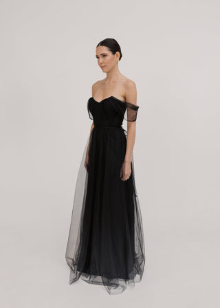 Bardot Bridesmaid Dress in Black