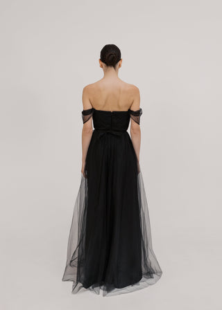 Bardot Bridesmaid Dress in Black