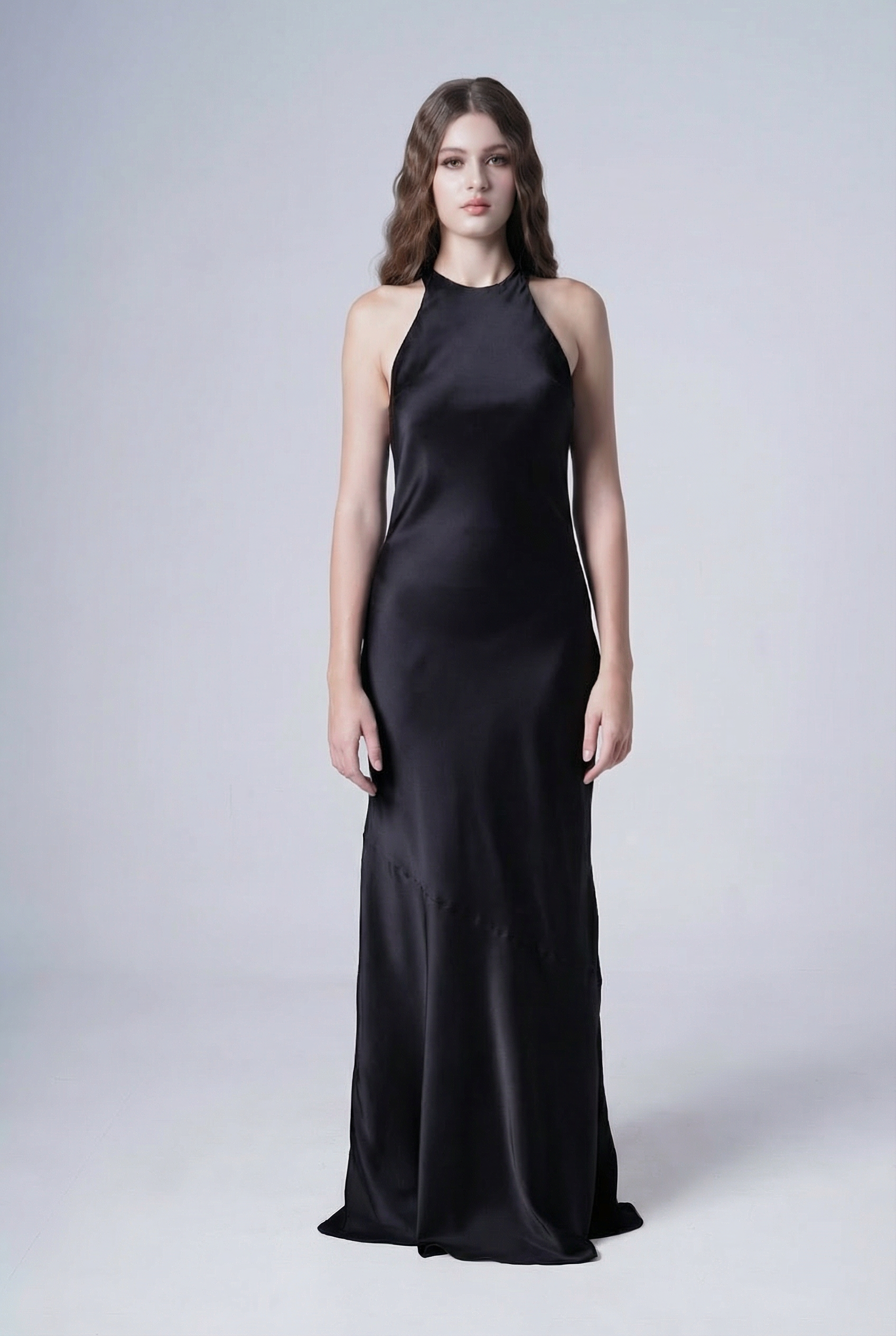 Mira Bridesmaid Dress in Black Satin