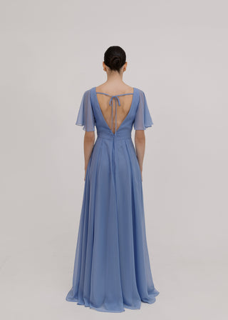 Phoebe Bridesmaid Dress In French Blue Chiffon