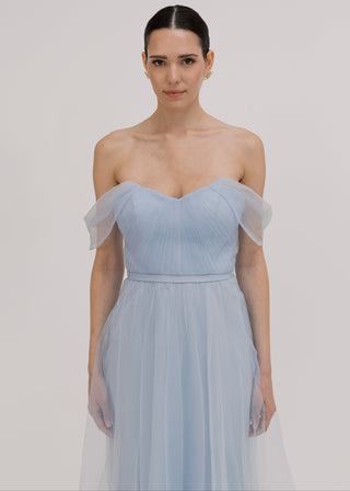 Bardot Bridesmaid Dress in Dusty Blue