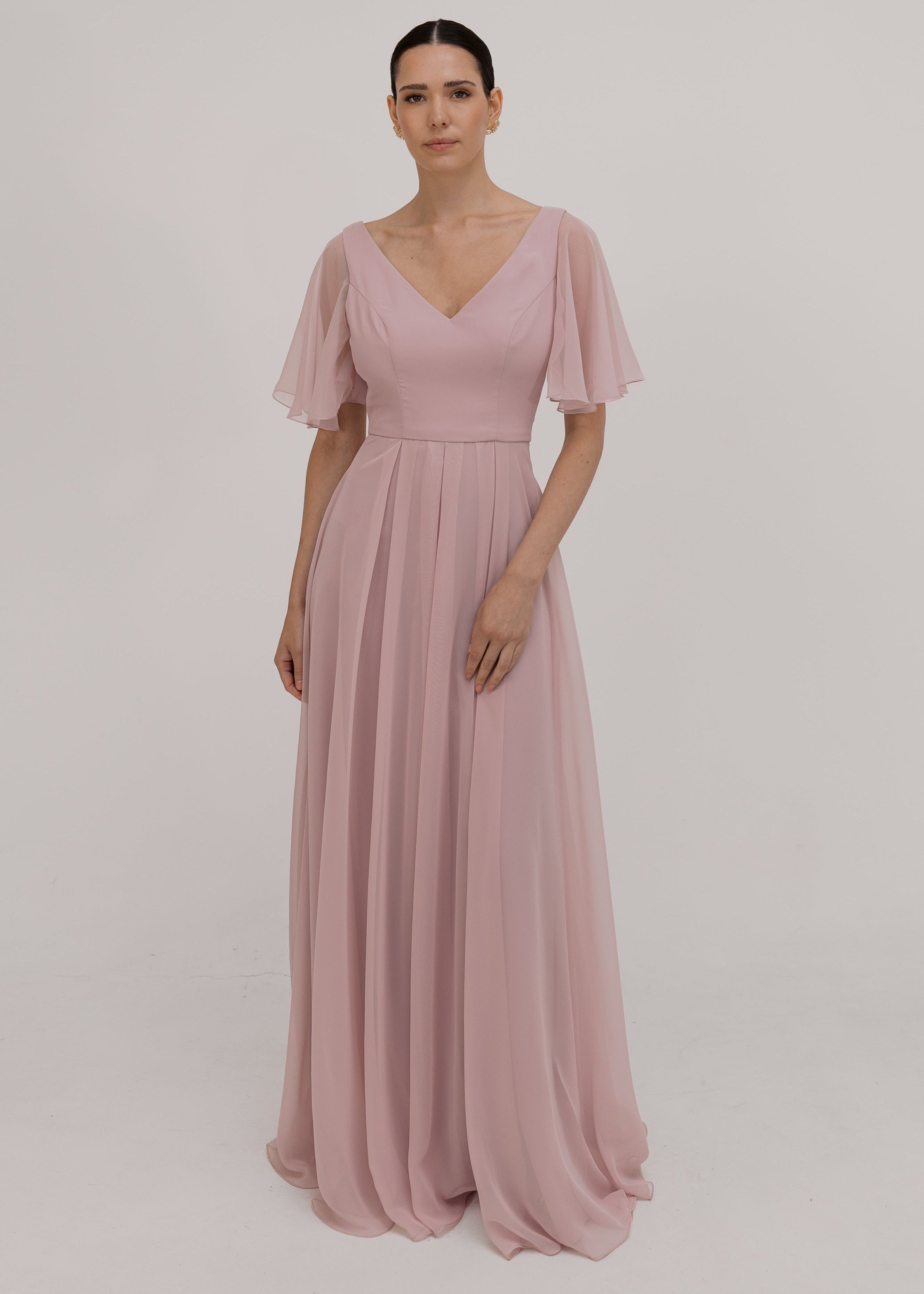 Phoebe Bridesmaid Dress In Smoked Blush Chiffon