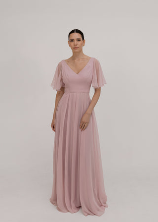 Phoebe Bridesmaid Dress In Smoked Blush Chiffon