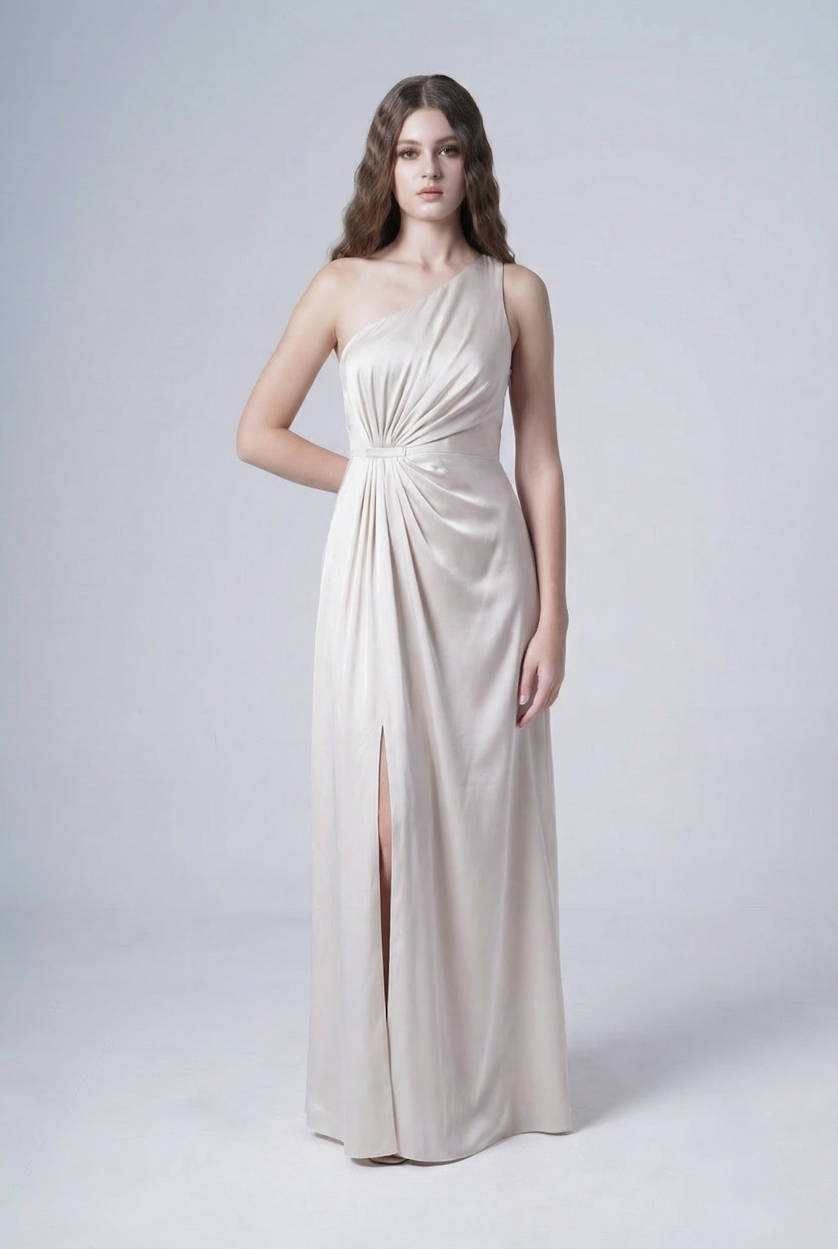 Greta Bridesmaid Dress in Oyster Satin