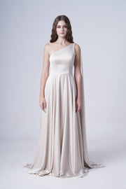 Lyra Bridesmaid Dress in Oyster Satin