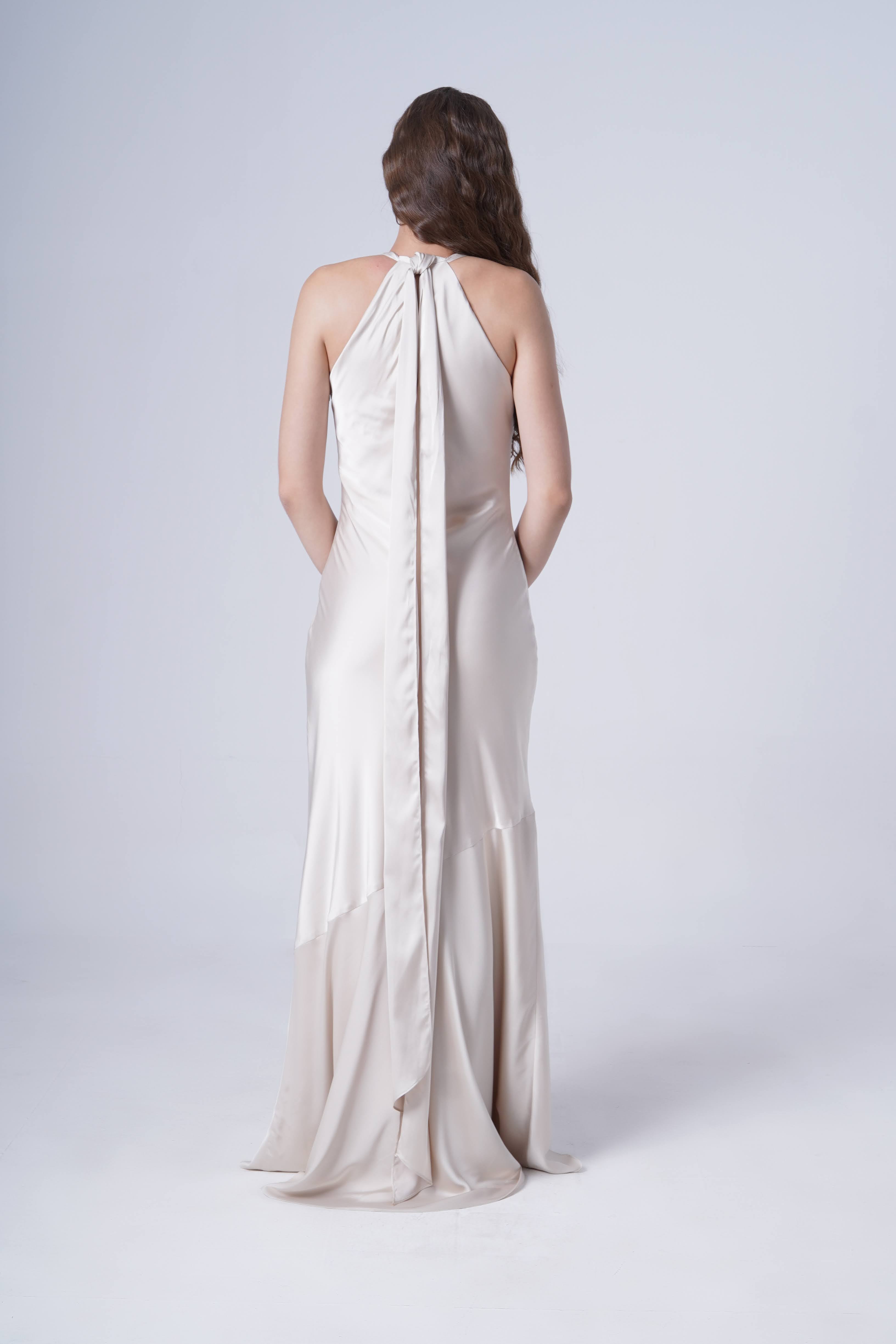 Mira Bridesmaid Dress in Oyster Satin