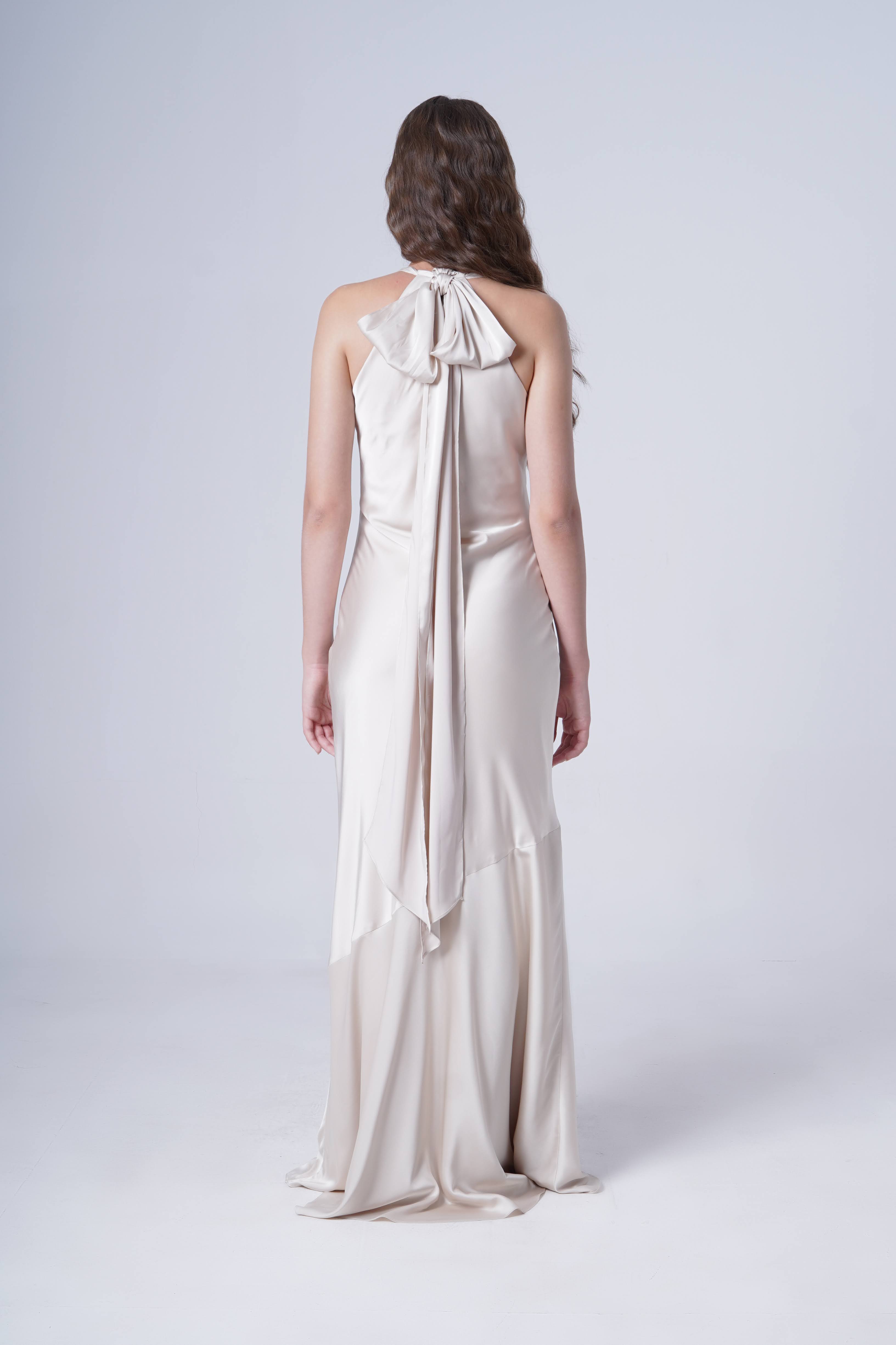 Mira Bridesmaid Dress in Oyster Satin