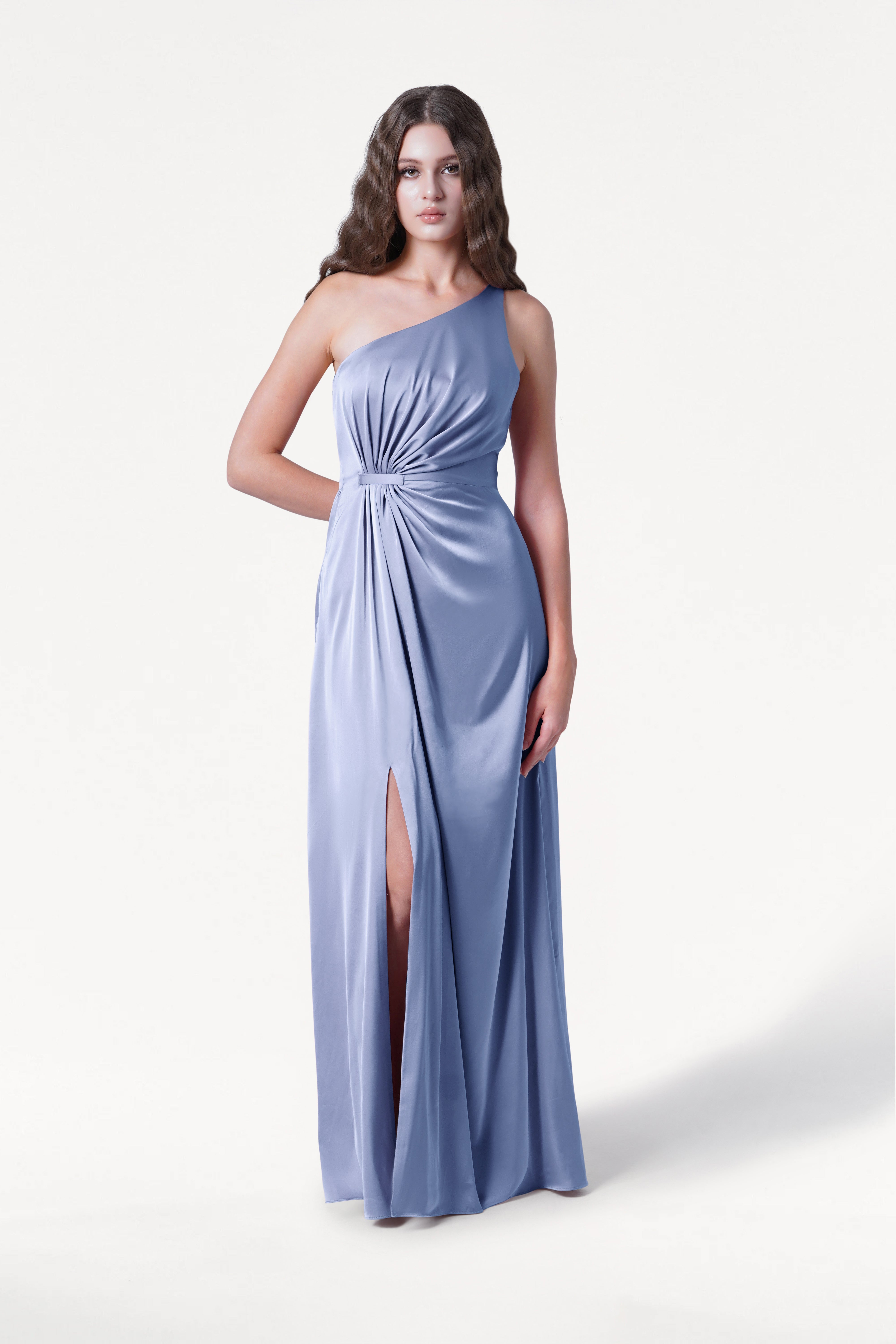 Greta Bridesmaid Dress in French Blue Satin