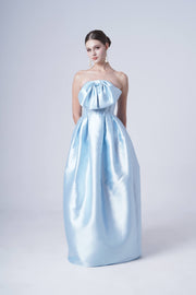 Ophelia Bridesmaid Dress in Frosted Blue Satin Twill