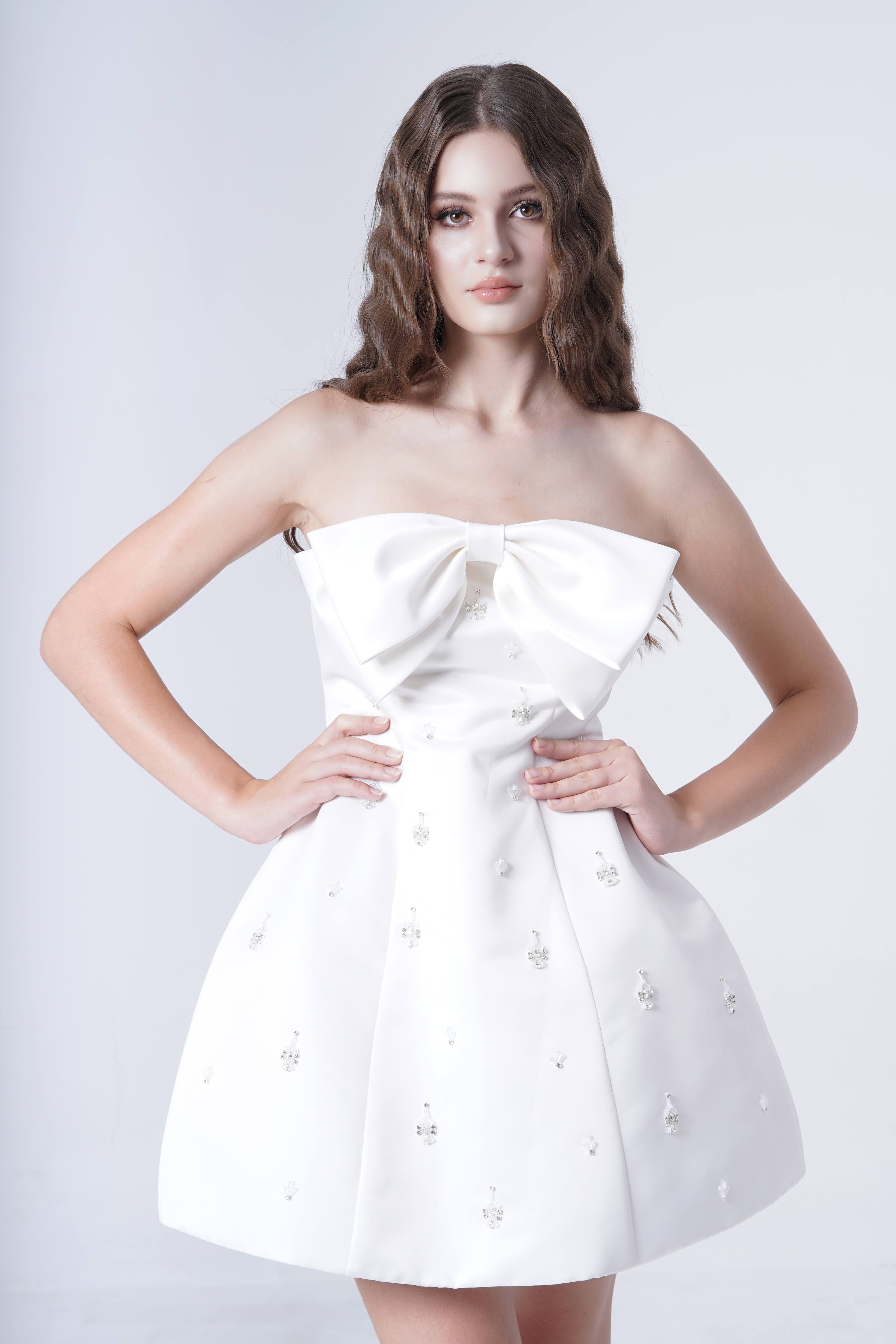 Zephyr Bridal Mini Dress in Ivory