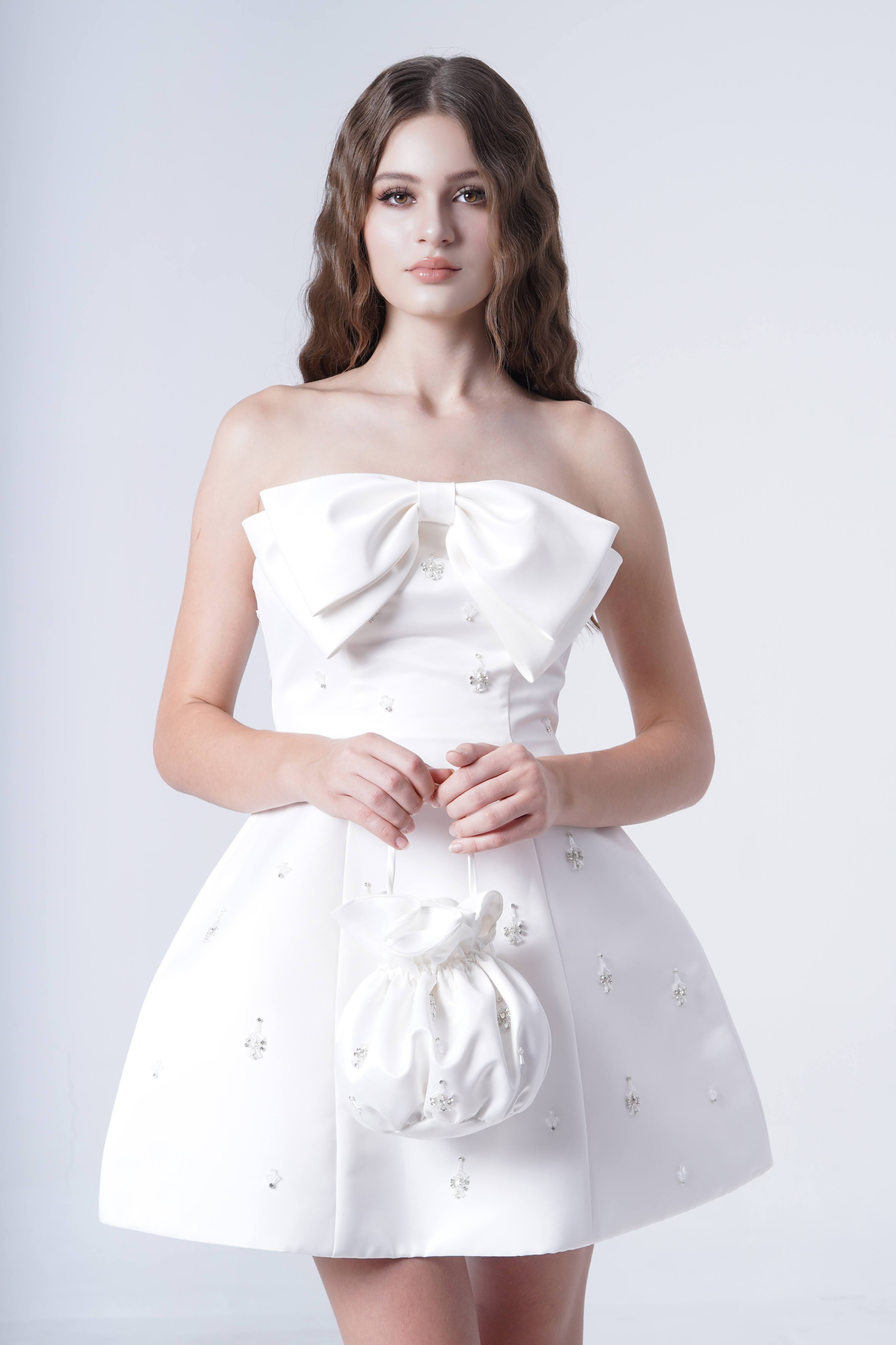 Zephyr Bridal Mini Dress in Ivory