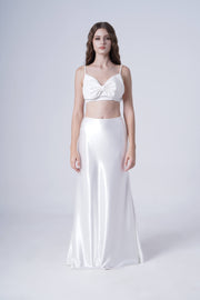 Topaz Bridal Skirt in Ivory Hammered Satin