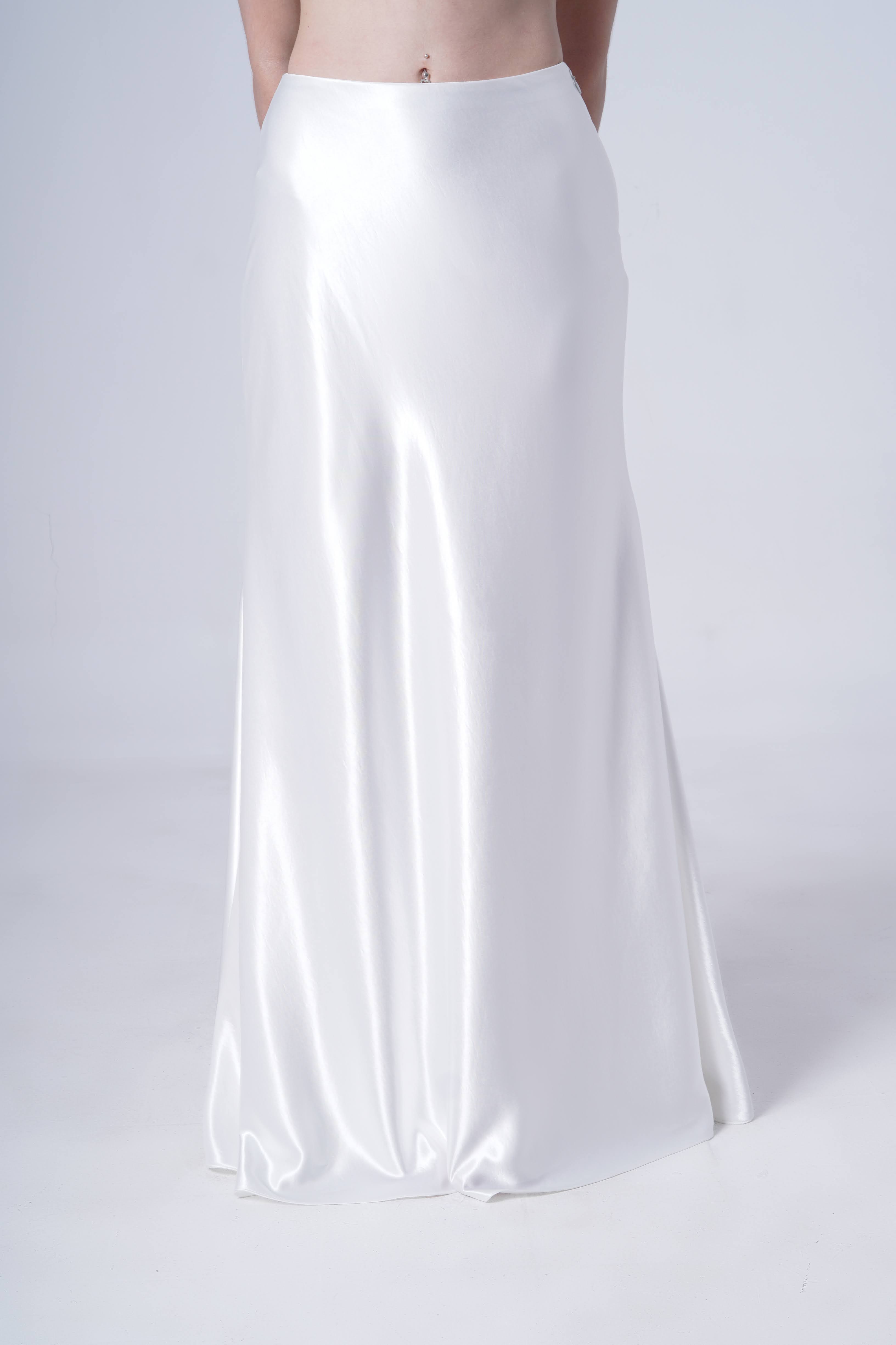 Topaz Bridal Skirt in Ivory Hammered Satin