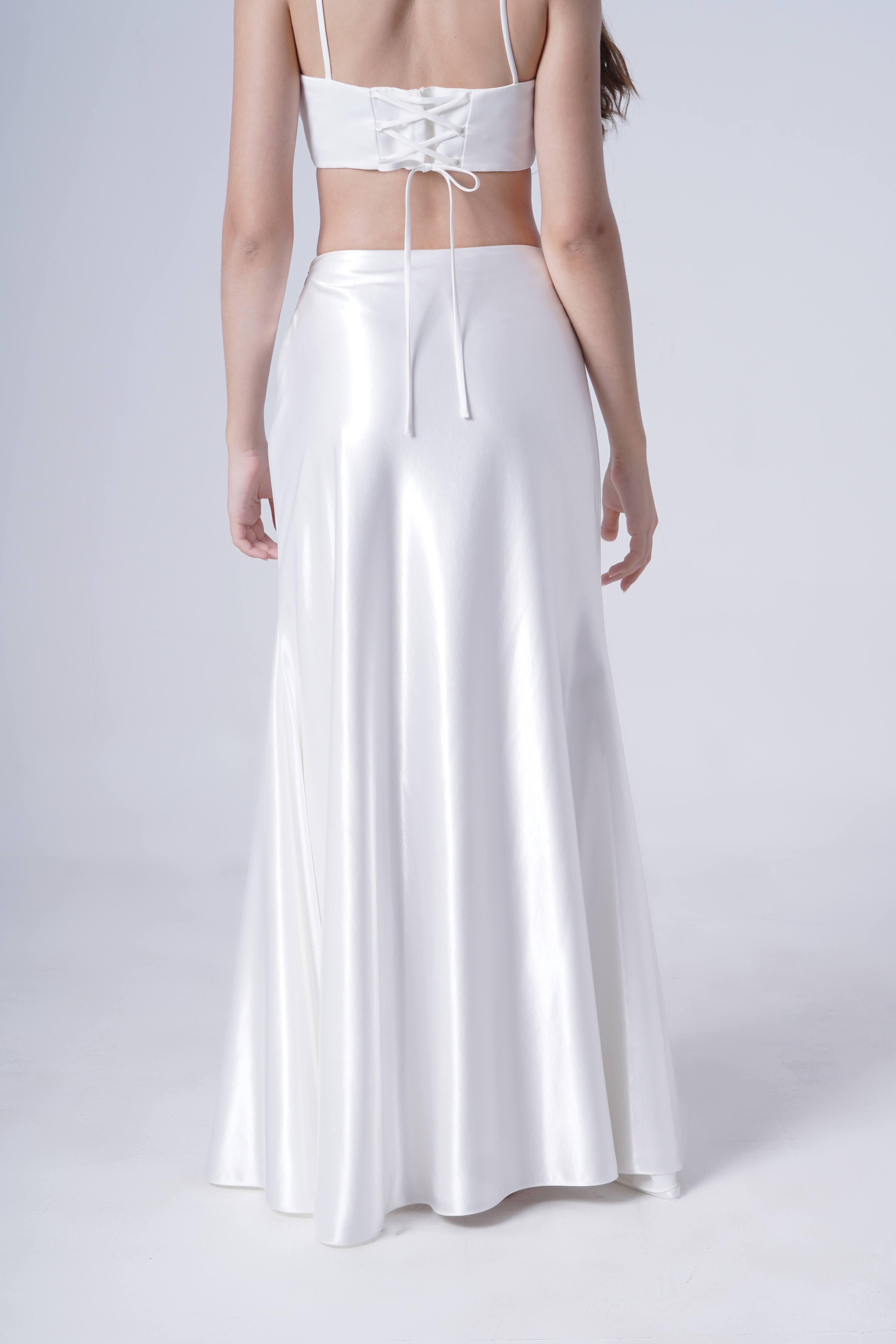 Topaz Bridal Skirt in Ivory Hammered Satin
