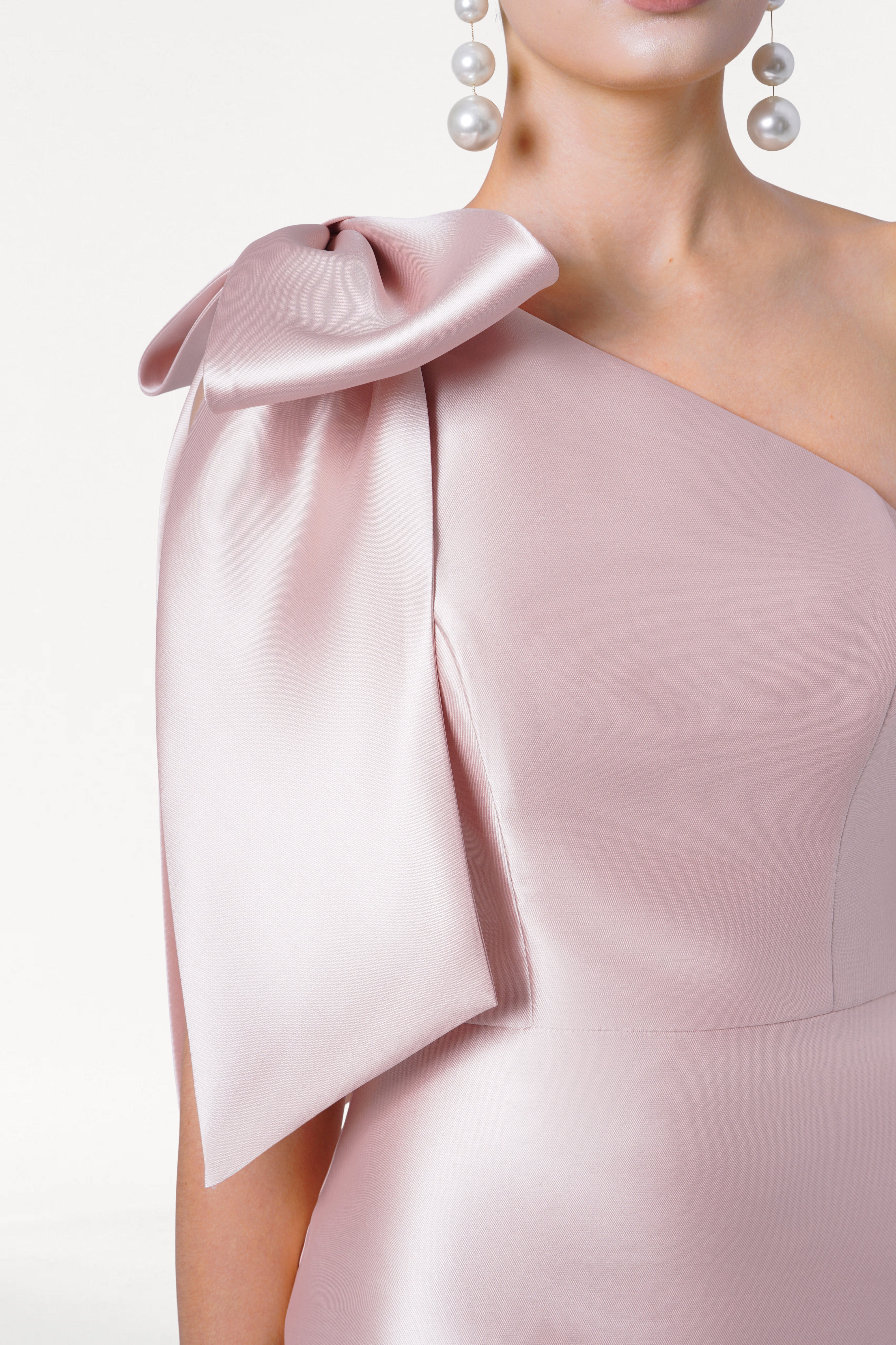 Ritz Bridesmaid Dress in Blush Pink Satin Twill