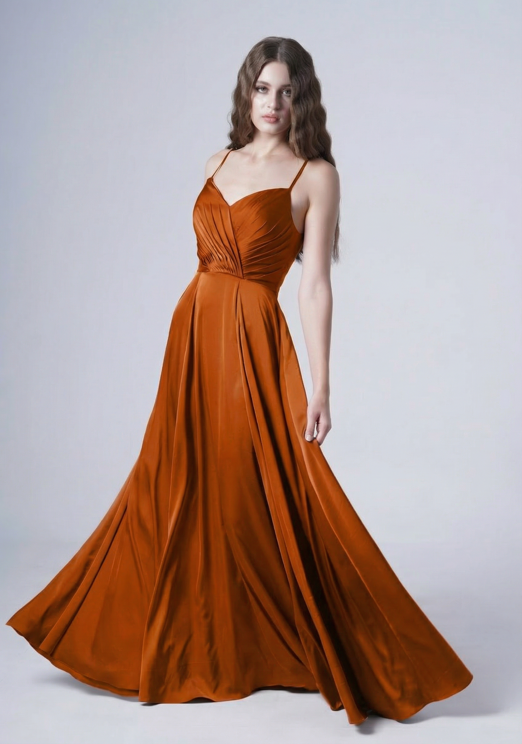 Isla Bridesmaid Dress in Terracotta Satin