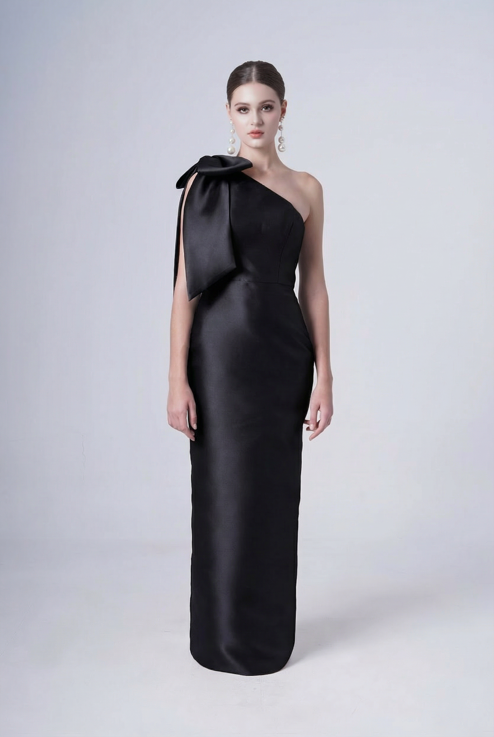 Ritz Bridesmaid Dress in Black Satin Twill