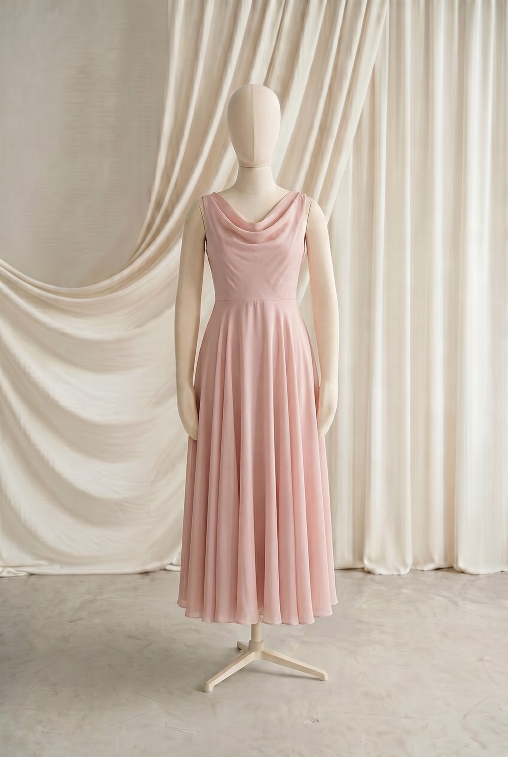 Athena Junior Bridesmaid Dress In Blush Pink Chiffon