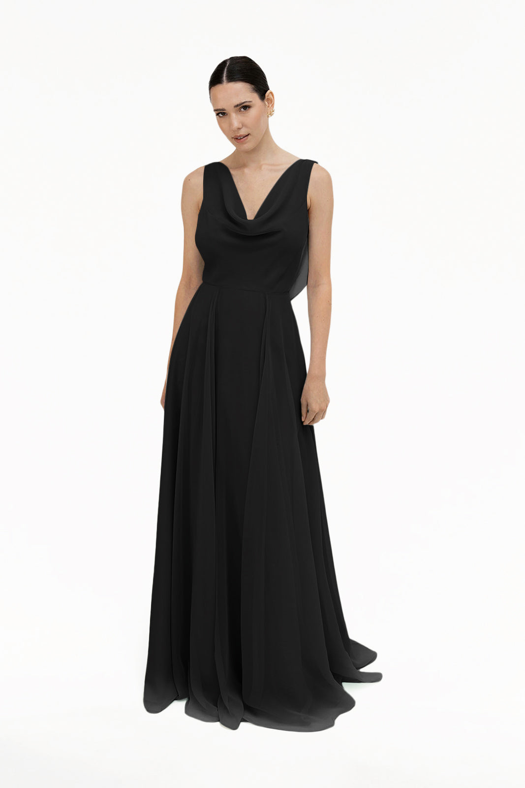 Athena Bridesmaid Dress In Black Chiffon