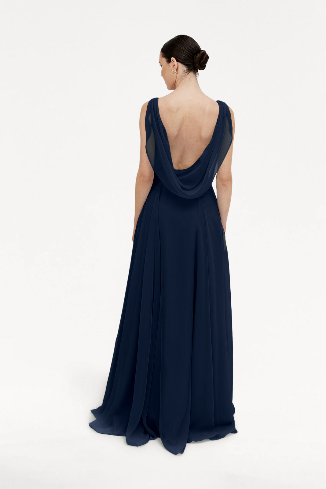 Athena Bridesmaid Dress In Navy Chiffon