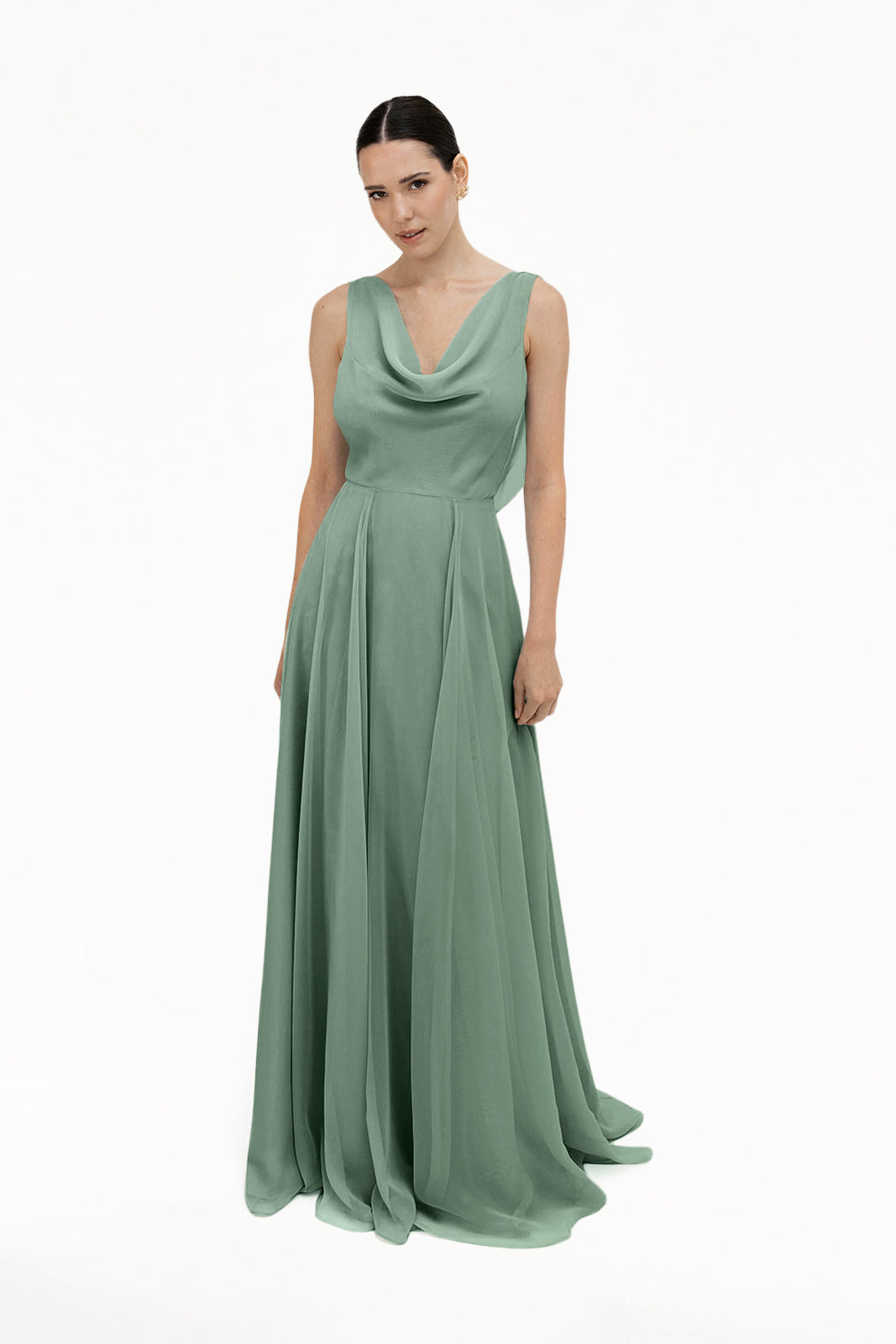 Athena Bridesmaid Dress In Sage Green Chiffon