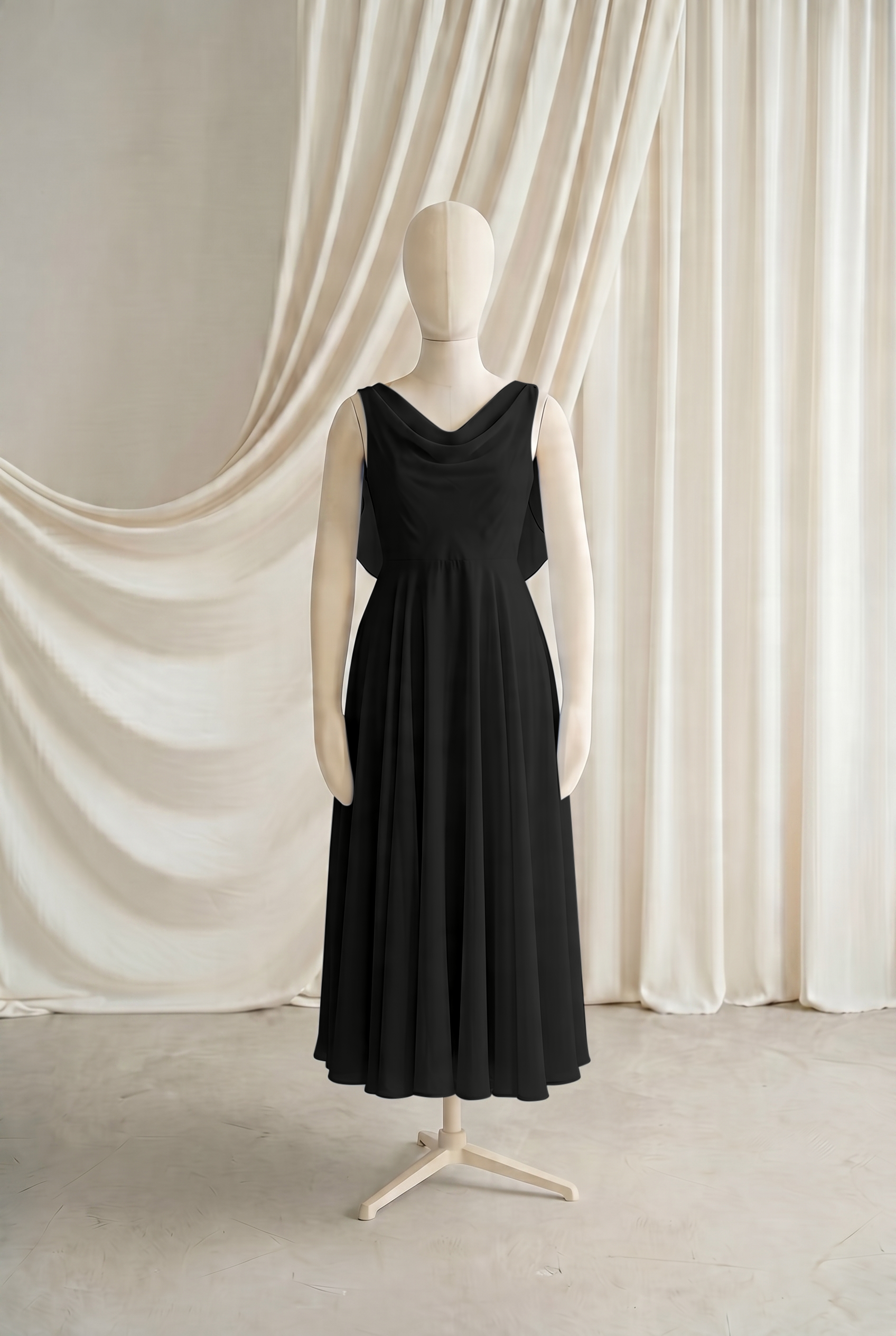 Athena Junior Bridesmaid Dress In Black Chiffon