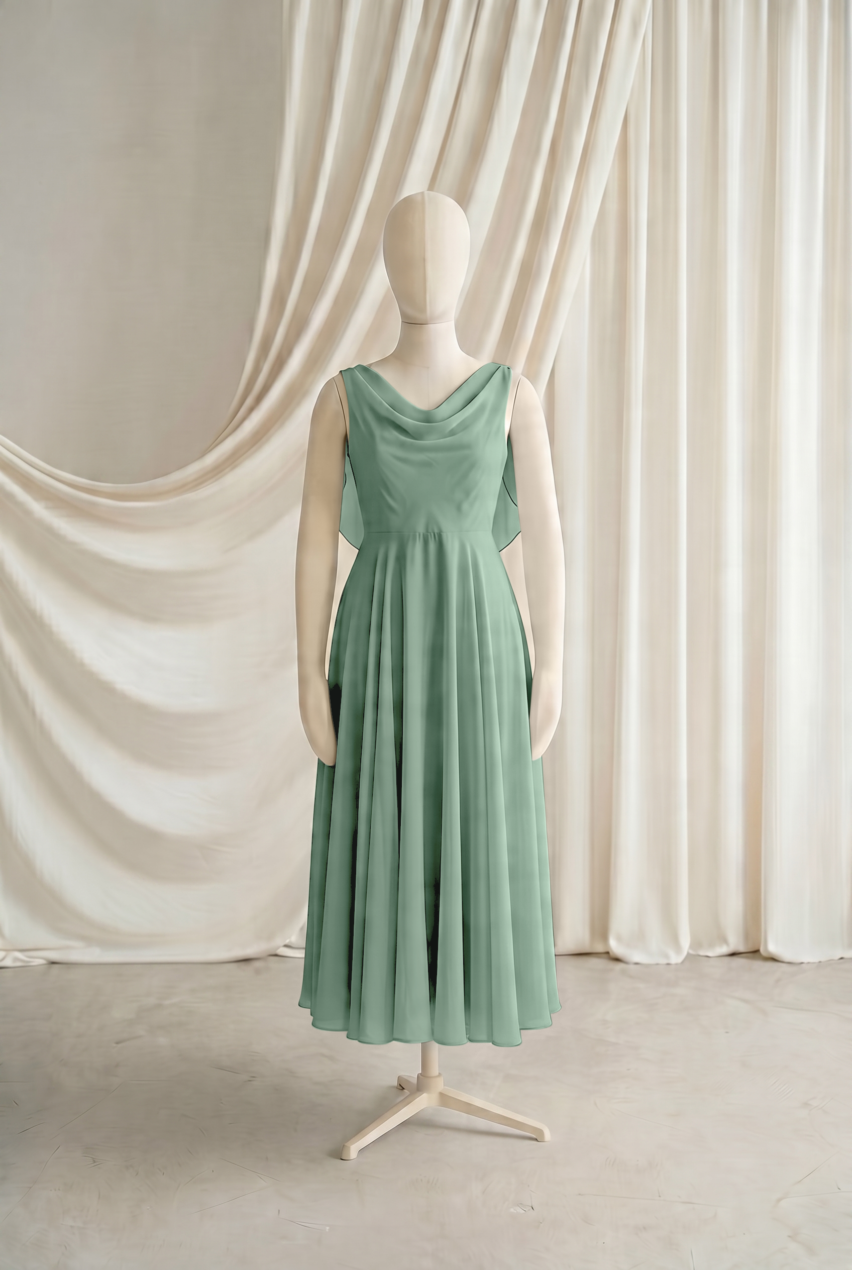Athena Junior Bridesmaid Dress In Sage Green Chiffon