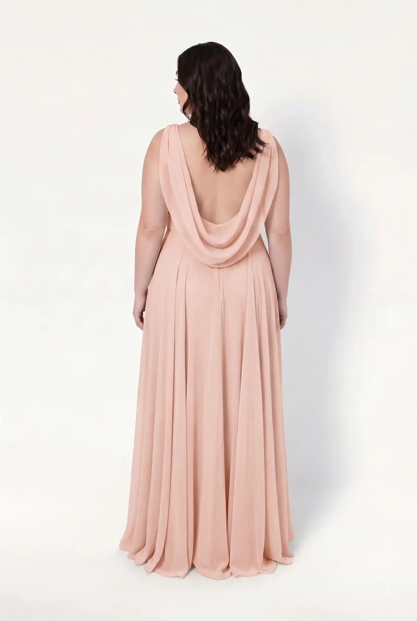 Athena Bridesmaid Dress In Blush Pink Chiffon