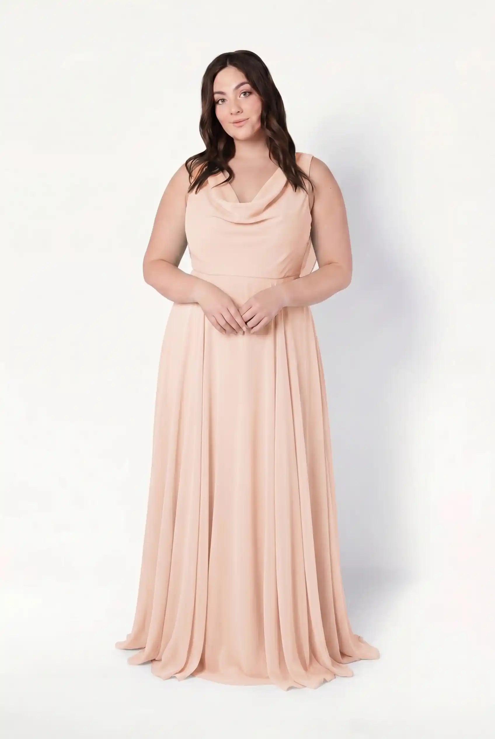 Athena Bridesmaid Dress In Blush Pink Chiffon