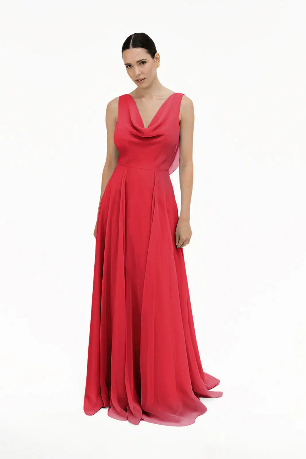 Athena Bridesmaid Dress In Ruby Chiffon