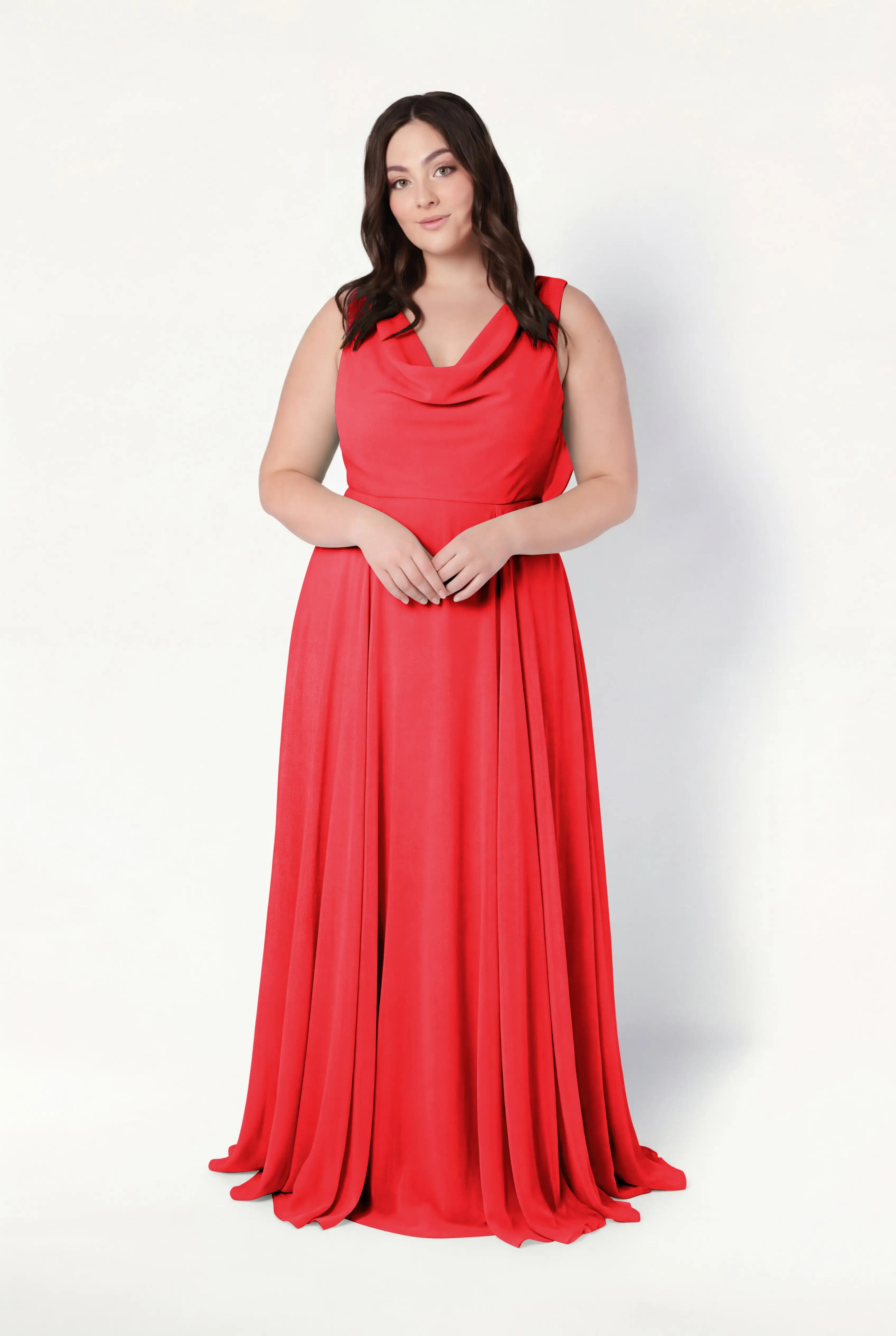 Athena Bridesmaid Dress In Ruby Chiffon