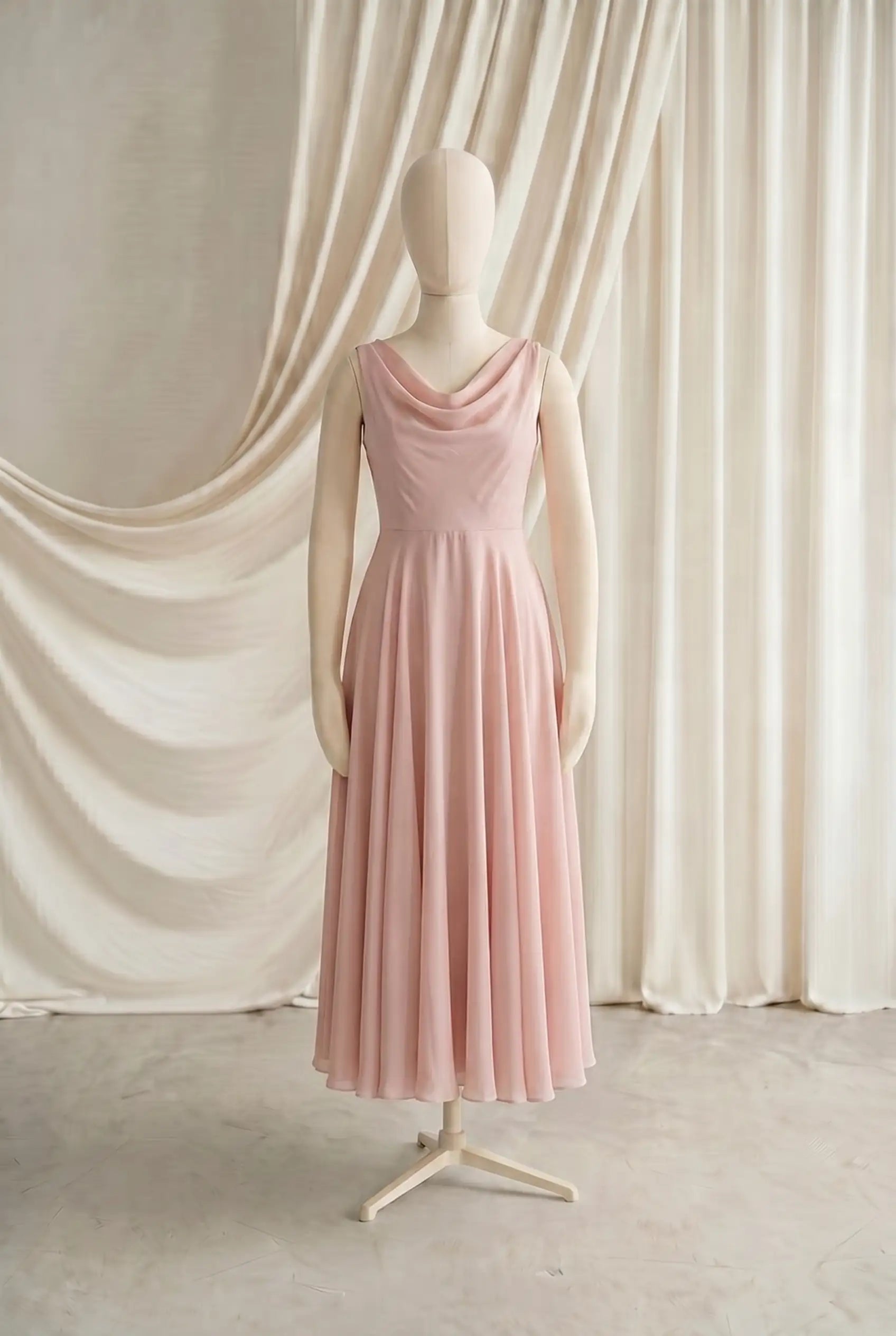 Athena Junior Bridesmaid Dress In Blush Pink Chiffon